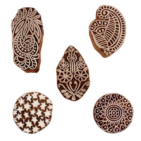 Set of 5 Piece New Mix Wooden Printing Blocks